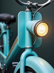 light blue bicycle front closeup headlight retro