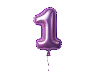 Purple Metallic Number 1 Balloon on Transparent for Fun and Festive Celebrations, PNG Transparent