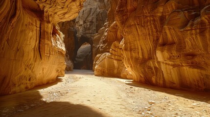 Stunning Natural Canyon with Vibrant Rock Stripes and Soft Light in a Majestic Desert Landscape