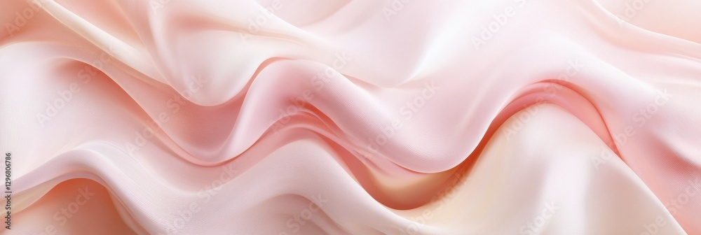 Aufkleber Elegant silk fabric draped softly with delicate pink hues and smooth textures captured in natural light. Generative AI