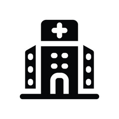 hospital glyph icon. Strong and solid vector icon for websites, mobile interfaces, presentations, and visual branding. High quality and easy to edit.