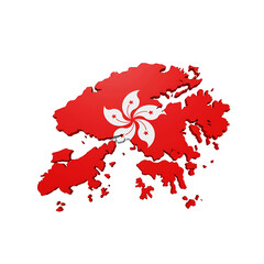 3D Hong Kong Country Shape With Flag Pattern Isolated PNG
