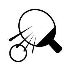 Simple black and white table tennis paddle icon with a sleek design