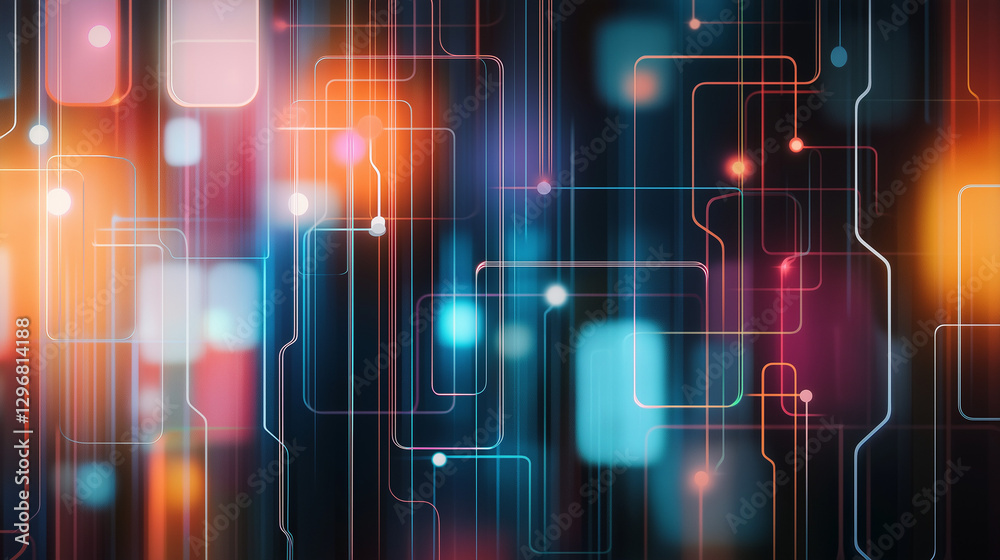 Poster a beauty futuristic abstract background in a high-tech style. shining lines and patterns resembling 