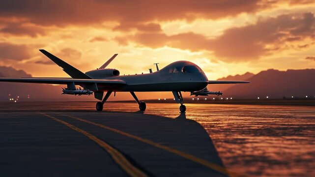 Reaper predator drone sunset airbase hangar missile aircraft military