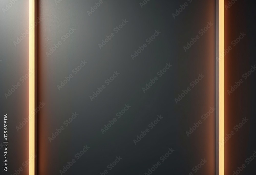 Poster glowing lines on gray: an elegant and minimalist background with two glowing lines framing a smooth 