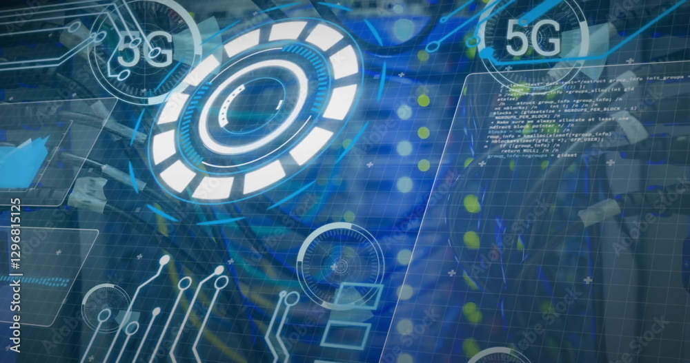 Poster image of 5g text and digital data processing over computer server