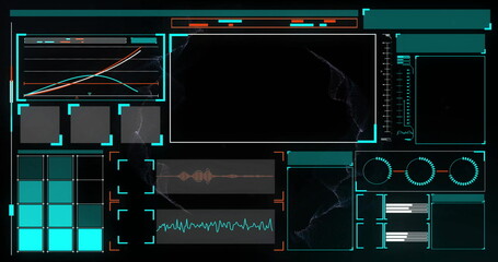 Image of data processing on black background