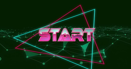 Image of start text over neon pattern background
