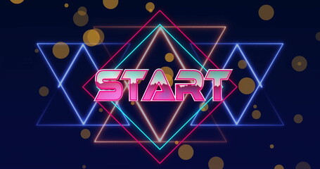 Image of start text over neon pattern background