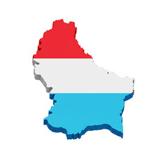 Obraz premium 3D Map of Luxembourg with Tricolor Flag Design in Isometric View On Transparent Background 