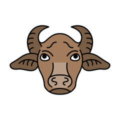 Buffalo head vector illustration modern simple flat design
