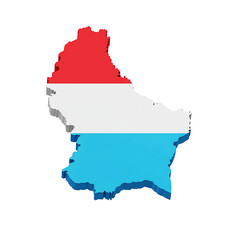 Luxembourg Country Shape in Red White Blue Stripes with Clean Geometric Borders On Transparent Background
