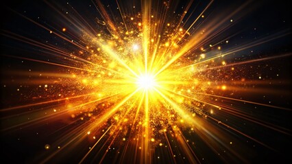 Naklejka premium Shimmering Light Burst on Black Background - Radiant Energy Stock Photo