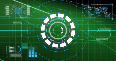 Image of scope scanning with data processing on black background