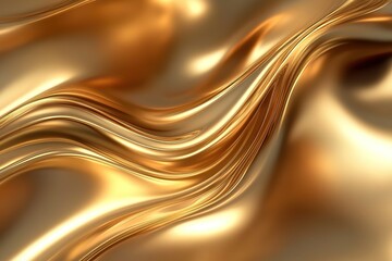 Luxurious Golden Waves Abstract Background Elegant 3D Rendered Texture