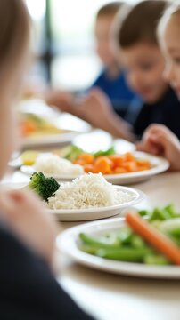 Healthy School Lunch: Children Enjoying Nutritious Meals