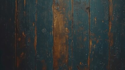 Distressed Dark Teal Wood Planks with Exposed Grain Texture