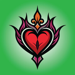 Fototapeta premium Drawing a Heart Symbol and Love Stock Heart tattoo clip art Vector Illustration. 