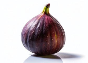Silhouette of a Ripe Fig Fruit with Glossy Skin, Isolated on White Background