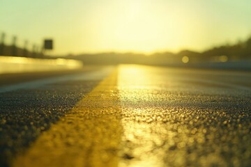 The sun is shining very brightly on the empty road ahead of me