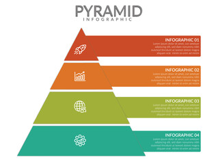 Colorful Pyramid Infographic Template for Business Data Visualization and Step by Step Process Presentation
