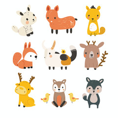 character, animal, cute, vector, cartoon, illustration, happy, set, design, graphic, baby, funny, zoo, collection, art, adorable, background, children, isolated, giraffe, lion, bear, child, wild, prin