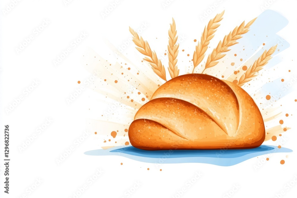 Poster a simple vector illustration of a loaf of bread, designed with clean lines and warm colors