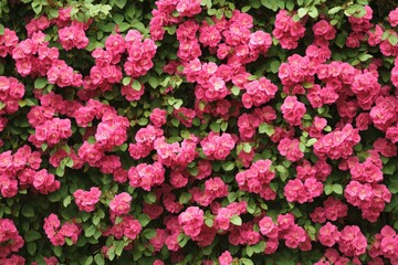 Fototapeta premium A large bunch of beautiful pink flowers are thriving on a bush
