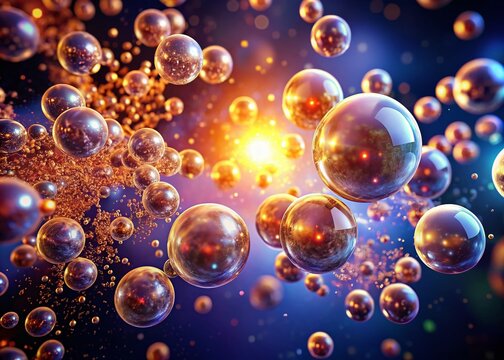 Silhouette of Glowing Hydrogen & Oxygen Gas Particles Floating in Air - Medical Science Background