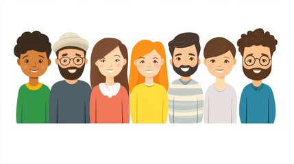 Diverse Group of Smiling People Illustration