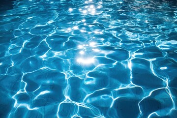 Closeup of a vibrant blue swimming pool water surface