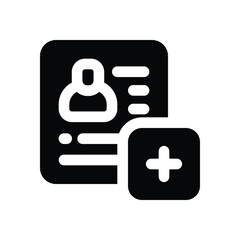 medical record glyph icon. Strong and solid vector icon for websites, mobile interfaces, presentations, and visual branding. High quality and easy to edit.