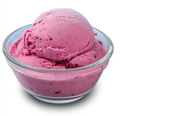 A luxurious blackcurrant sorbet in a glass bowl, with frost forming on the surface