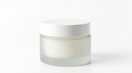 White Frosted Glass Cosmetic Jar