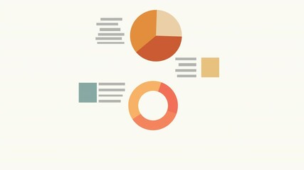 animation a clean, minimalist infographic presenting data through pie charts and color-coded blocks, ideal for reports, presentations, or websites. Visually appealing and easy to understand.