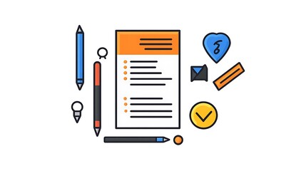 Vibrant Checklist Illustration: Planning & Organization Tools AI Generated