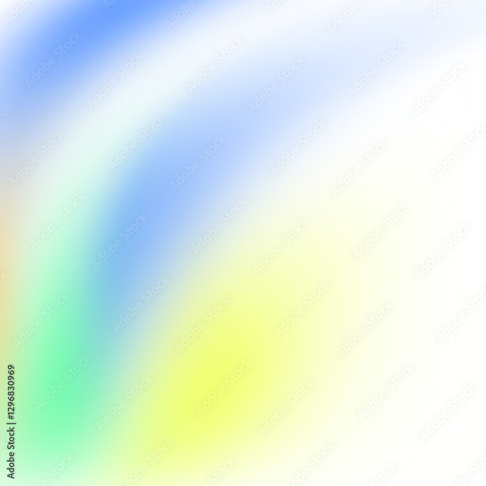 Poster yellow green blue color gradient shape transparent background blurred neon color flowing wave, grain