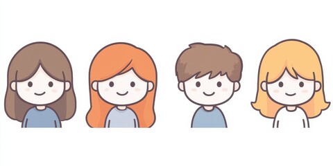 Adorable Cartoon Children: A Diverse Group of Happy Kids