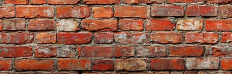 Obraz premium This is a detailed closeup view of a red brick wall surface