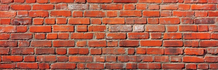 Fototapeta premium This is a detailed closeup view of a red brick wall surface