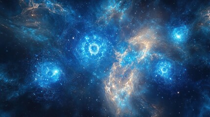 Abstract space nebula, swirling cosmic clouds, star clusters.  Possible use Science, astronomy, space-themed design