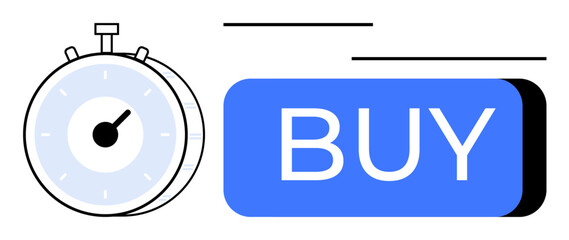 Stopwatch and blue BUY button highlight the urgency of purchasing quickly. Ideal for e-commerce prompts, time-limited offers, flash sales, online marketing, digital advertising, customer engagement