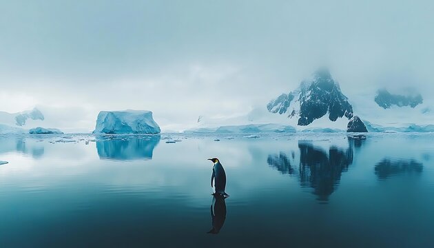 Penguin Antarctic Iceberg Reflection