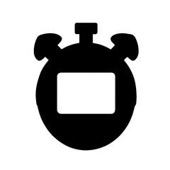 Minimalist black silhouette of a stopwatch symbolizing time tracking and efficiency