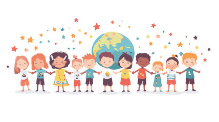 Fototapeta premium Colorful Creativity & Global Unity: Playful Kids, Artistic Expressions, and Collaborative Ideas . A Vibrant Fusion of Kids' Creativity, Playful Learning, and Global Collaboration Art & Illustration