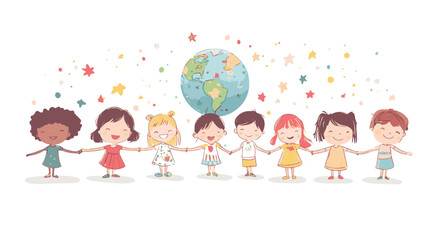 Fototapeta premium Colorful Creativity & Global Unity: Playful Kids, Artistic Expressions, and Collaborative Ideas . A Vibrant Fusion of Kids' Creativity, Playful Learning, and Global Collaboration Art & Illustration
