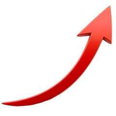 Red 3D Arrow Pointing Upward | Growth, Progress, Success Symbol | Business Chart, Finance, Market Increase, Directional Pointer, Navigation Icon, Leadership, Trend Rise,transparent background.