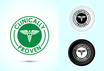 Clinically proven icon design illustration, Clinically tested label badge, Color black and white