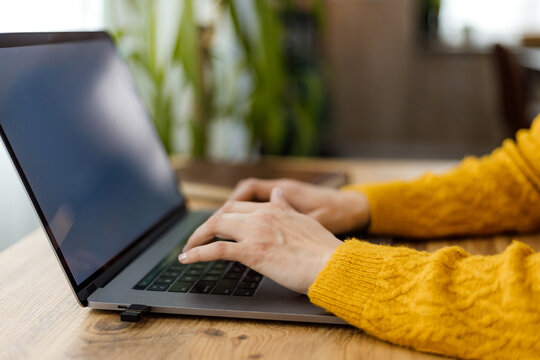 Working on a laptop in a cozy indoor space